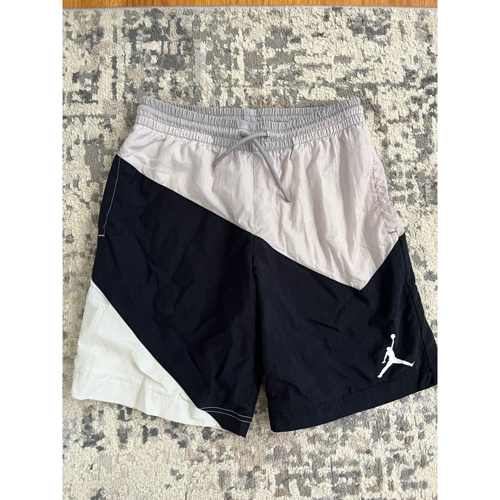 Jordan Boys Colorblock Nylon Athletic Shorts Black Grey White Jumpman 6846-023 M